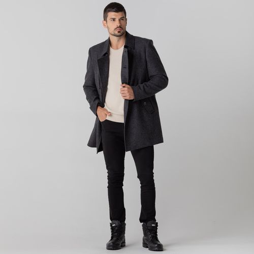 casaco transpasado la premium cinza escuro fiero