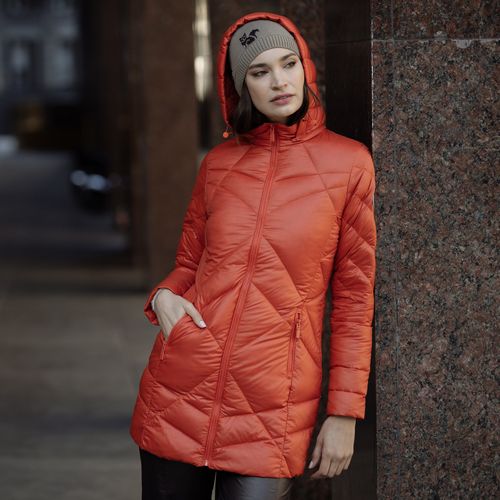 casaco longo abonance laranja estilo puffer para o frio
