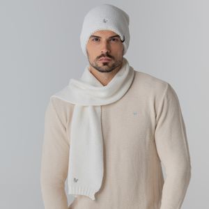 manta para o frio em trico off white
