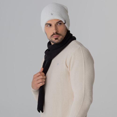 lenco em trico preto unisex para frio e inverno
