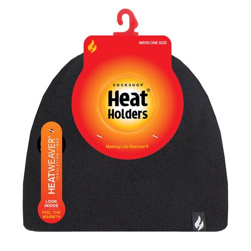 gorro em trico preto termico heat holders