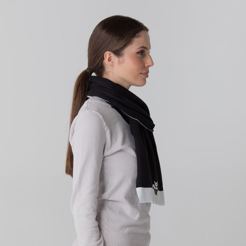 cachecol trico premium preto e branco fiero