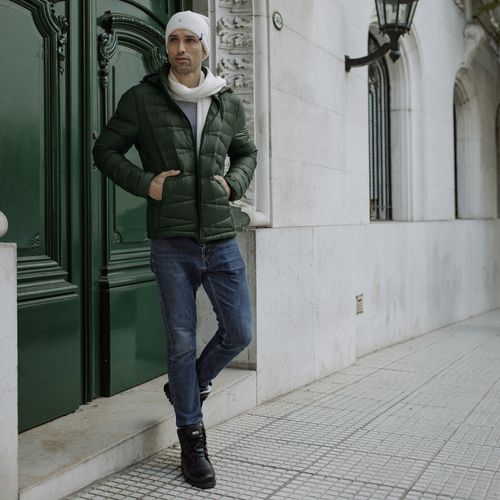 jaqueta masculina puffer com design inovador