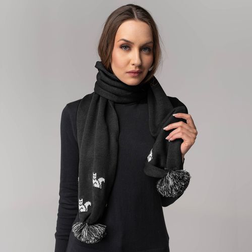 cachecol duplo em tricô preto feminino fiero