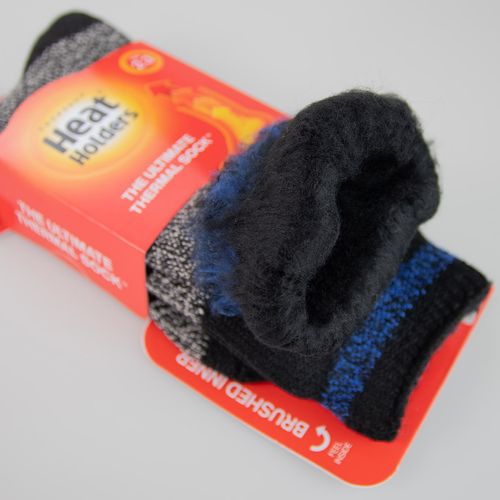 meia para neve preta e azul heat holders