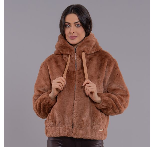 casaco feminino para o frio aveludado marrom