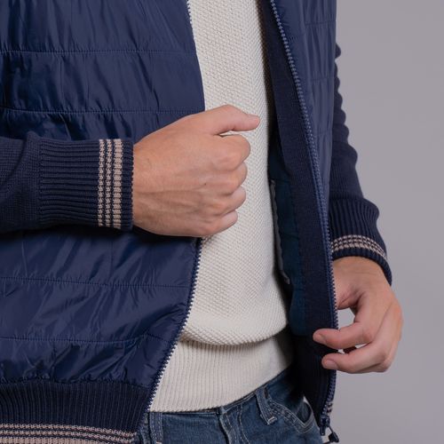 casaco masculino azul escuro em tricô