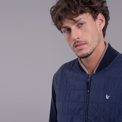 casaco masculino Zakopane em tricô azul