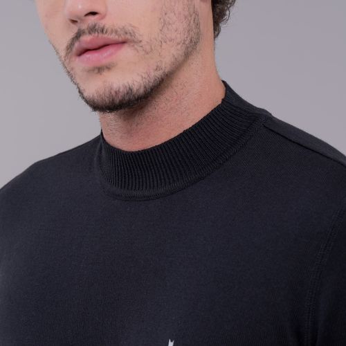 suéter preto em tricô premium masculino