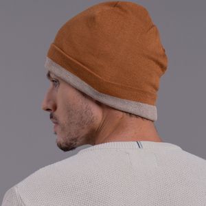 gorro Polar Fox bege e marrom em tricô