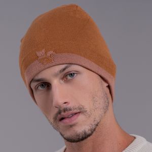 gorro para o frio caramelo e terracota