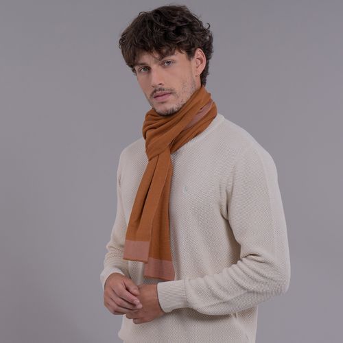 lenço de pescoço para o frio caramelo e terracota em tricô