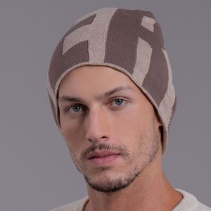 gorro Palermo bege e marrom em tricô