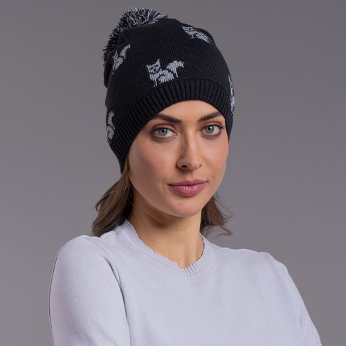 gorro térmico com pompom preto