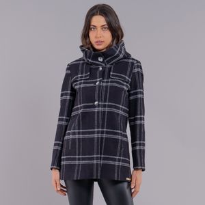 casaco lã xadrez térmico com capuz