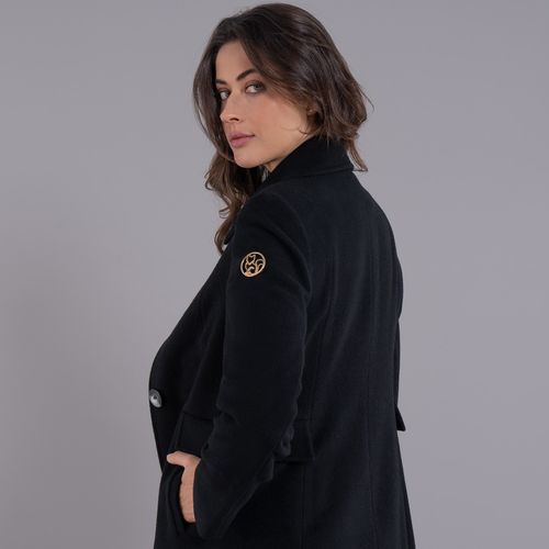 sobretudo feminino preto em lã para inverno