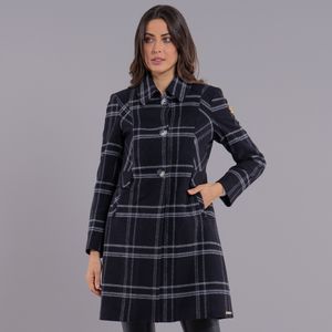 casaco feminino xadrez lã preto e branco grenoble