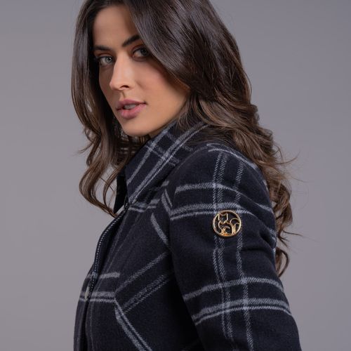 casaco longo feminino Grenoble xadrez preto