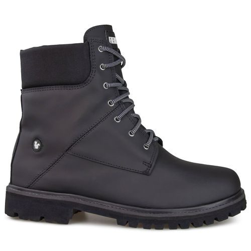 bota coturno masculino em couro preto impermeável