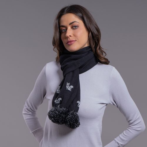 cachecol duplo em tricô preto feminino fiero
