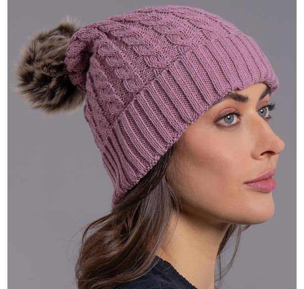 gorro feminino rosa claro tricô