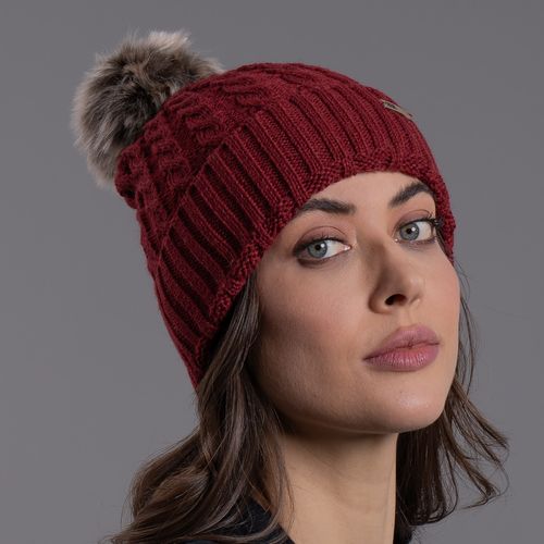 gorro feminino bordo com pompom em tricô Vielas