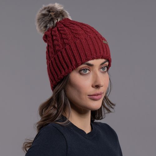 gorro tricô vielas bordô feminino