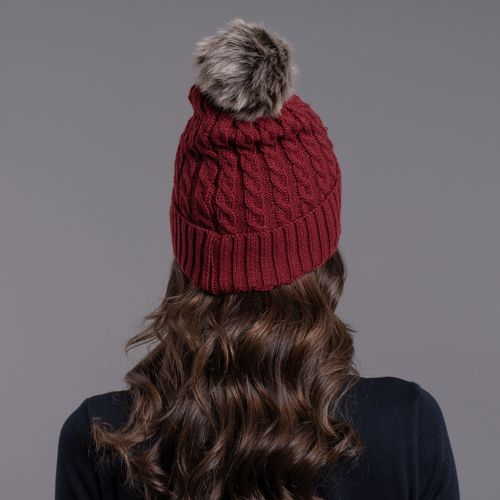 gorro pompom tricô feminino vinho