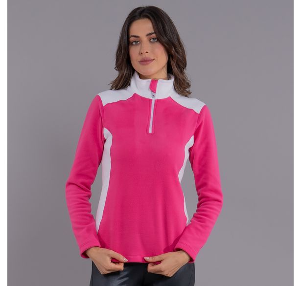 fleeece feminino nuuk rosa branco