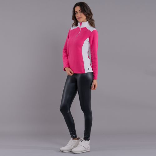 blusa em fleece térmico original rosa branco