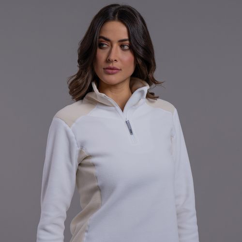 fleece gola meio zíper feminina branca