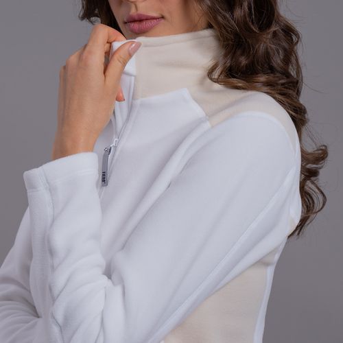 fleece branco bege com gola meio zíper