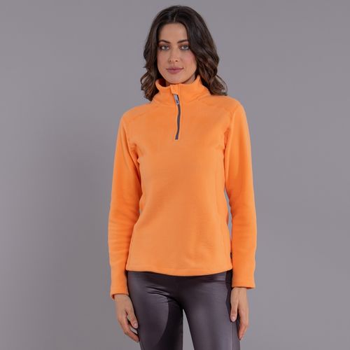 fleece polar feminino laranja meio zíper