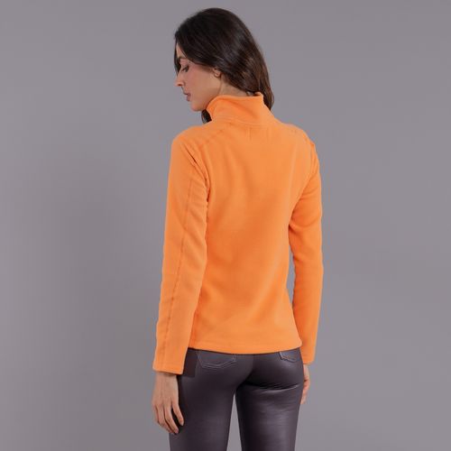 blusa para neve feminina laranja em fleece