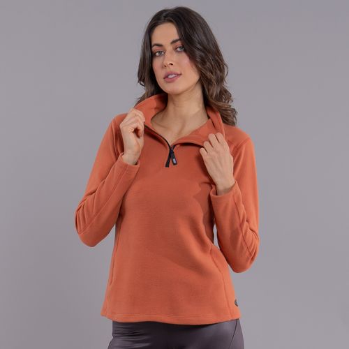 casaco em fleece feminino terracota