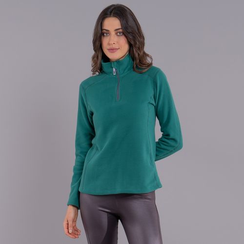 blusa para neve e frio feminina em fleece verde floresta