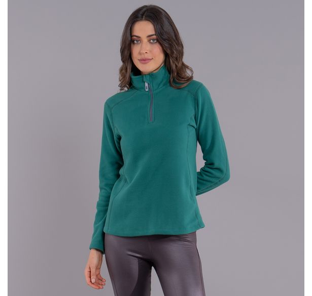 blusa para neve e frio feminina em fleece verde floresta