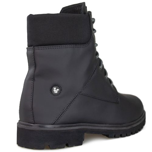 bota masculina para neve em couro preto impermeável Pioneer