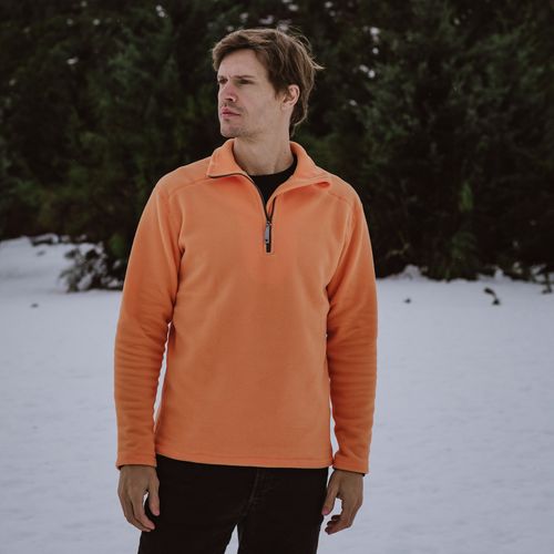 fleece laranja meio zíper masculino para neve