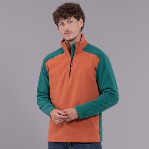 fleece fiero nuuk meio zíper masculino terracota verde