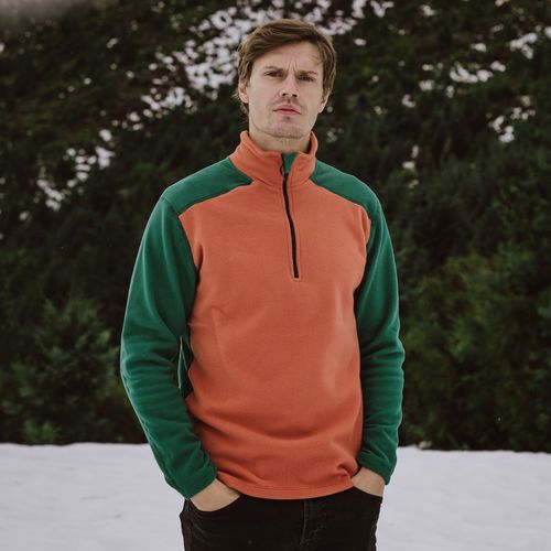 thermo fleece masculino meio zíper verde terracota