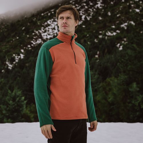 fleece térmico masculino meio ziper terracota verde