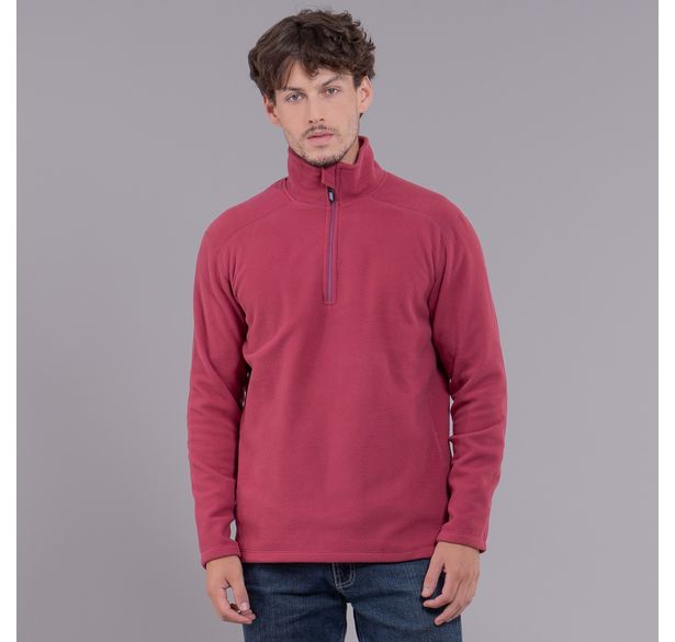 Blusa meio zíper em fleece polar Vinho Masculino