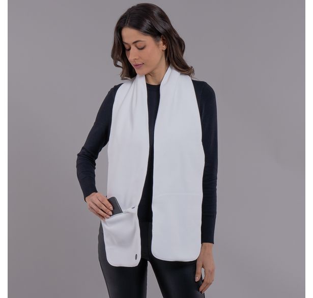 cachecol Off White com zíper Polar Fleece