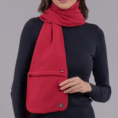 cachecol vermelho de fleece com zíper