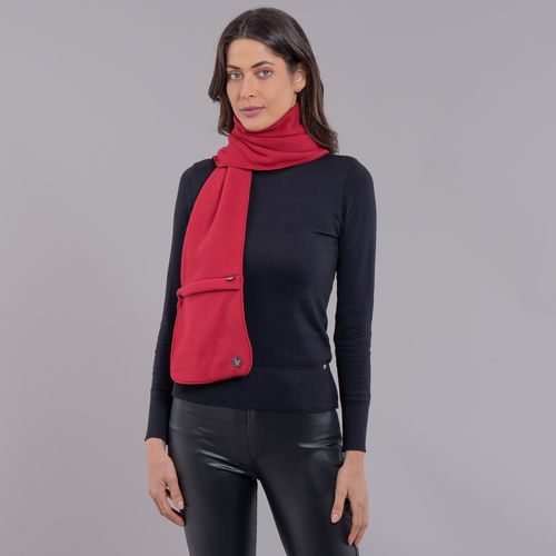 cachecol feminino vermelho de fleece com zíper