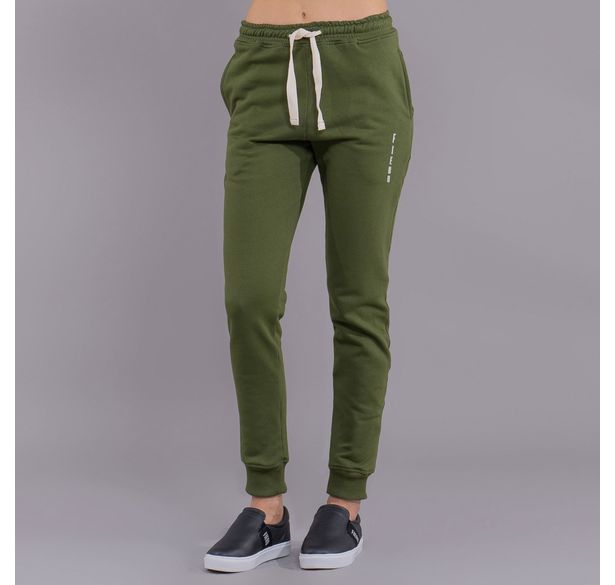 calça feminina em moletom verde Jogger Fiero Space