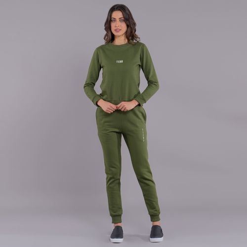 calca em moletom feminina estilo jooger verde