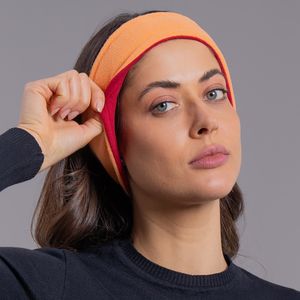protetor de orelha dupla face em fleece laranja