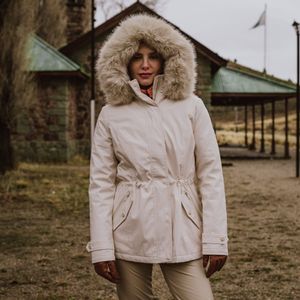 casaco longo com capuz feminino natural